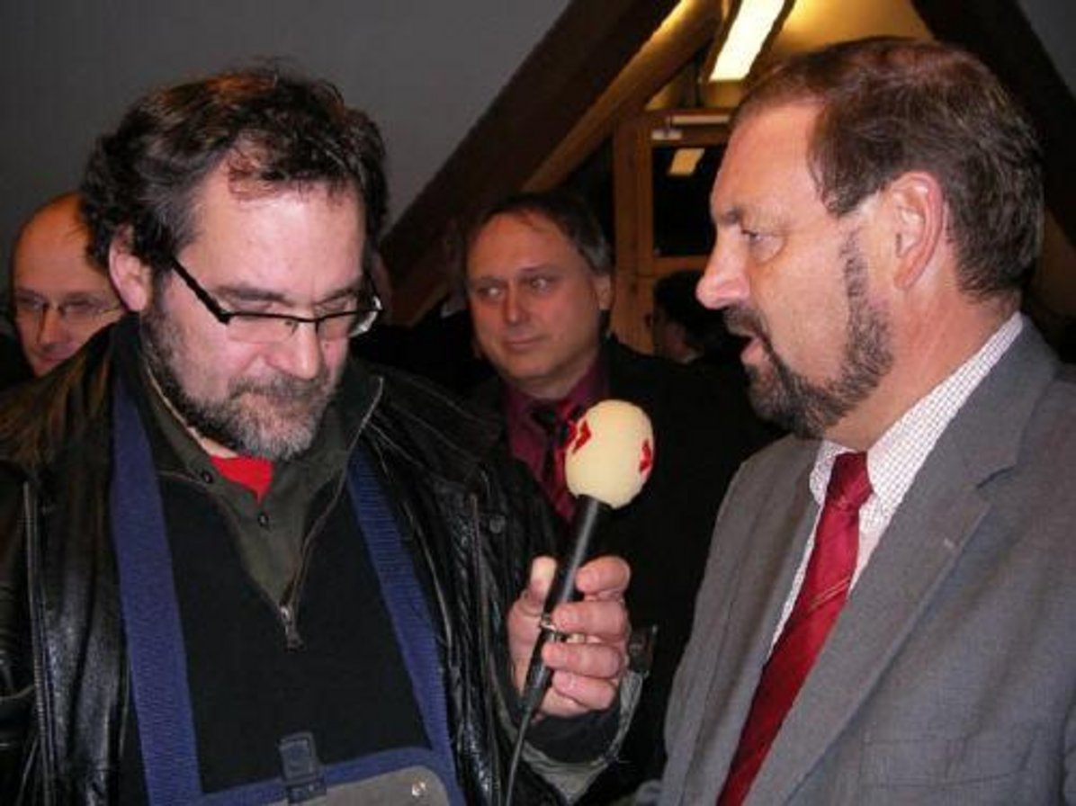 … und Landrat Seiffert beim Interview mit dem Schwaben Radio. 