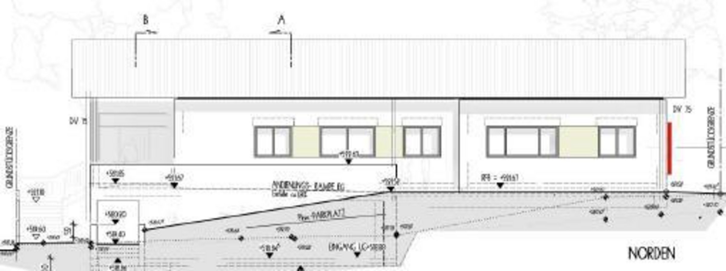 Bauplan "Neubau eines Gebäudes für die Kernzeitbetreuung" Außenansicht